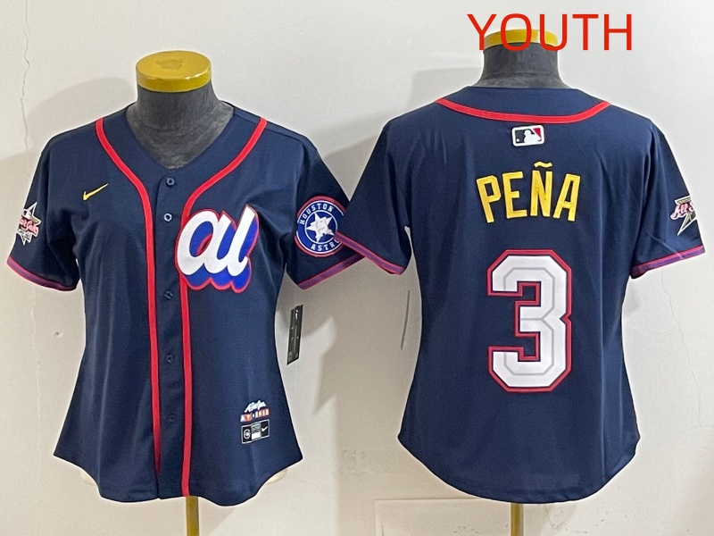 Youth 2025 Houston Astros #3 Pena dark Blue All star Nike MLB Jersey style 012
